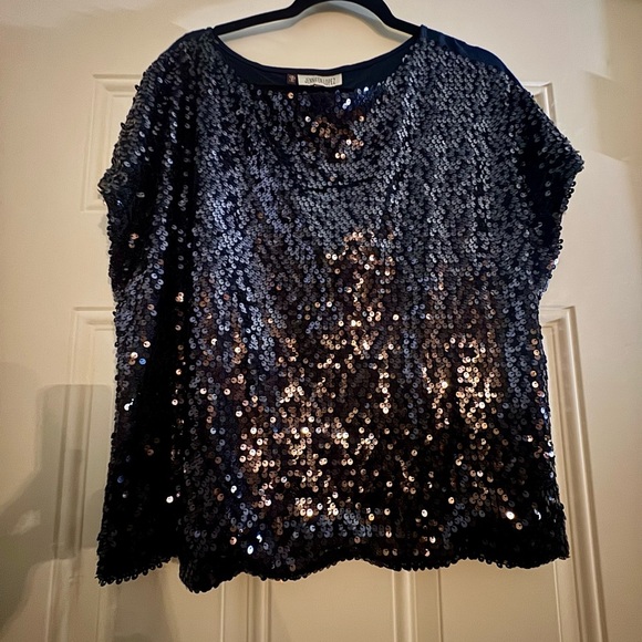 Jennifer Lopez Tops - Jennifer Lopez Sparkling dark navy Sequin Blouse